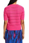 Kurzarmpullover im Pointelle-Design pink fuchsia