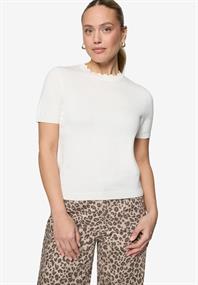 Kurzarmpullover mit Wellensaum offwhite