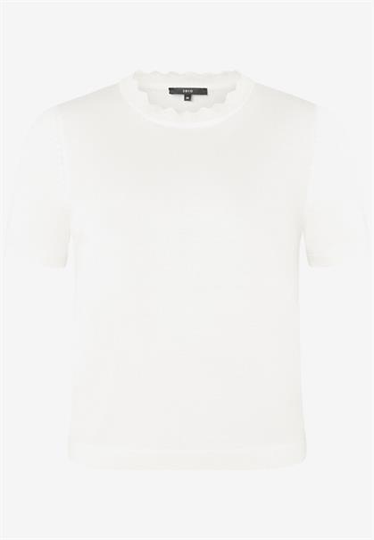 Kurzarmpullover mit Wellensaum offwhite