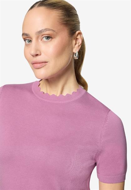 Kurzarmpullover mit Wellensaum smoky grape