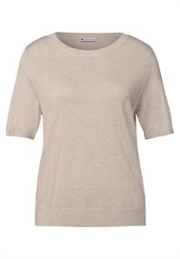 Kurzarmpullover sheer beige mel.
