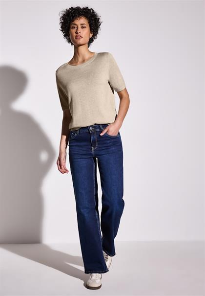 Kurzarmpullover sheer beige mel.