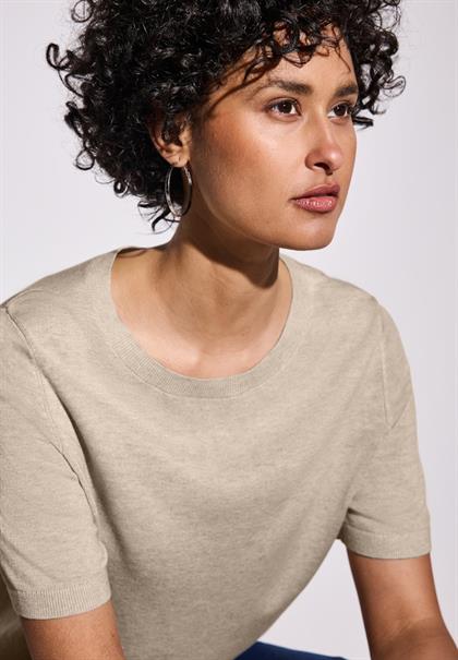 Kurzarmpullover sheer beige mel.