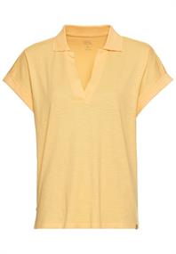 Kurzarmshirt mit Polokragen apricot