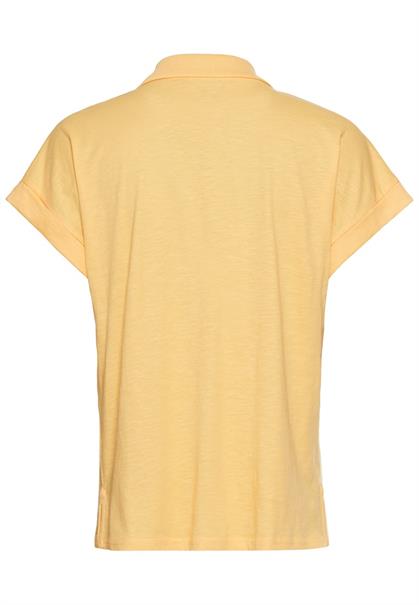 Kurzarmshirt mit Polokragen apricot