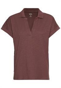 Kurzarmshirt mit Polokragen brickrose