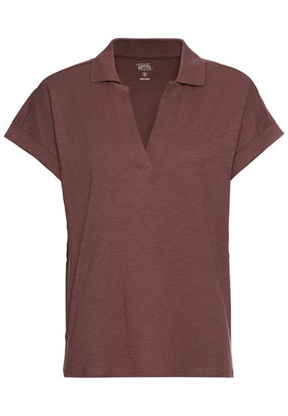 Kurzarmshirt mit Polokragen brickrose