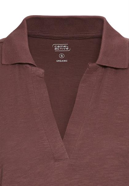 Kurzarmshirt mit Polokragen brickrose