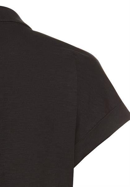 Kurzarmshirt mit Polokragen caviar