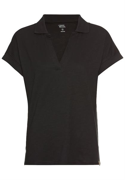 Kurzarmshirt mit Polokragen caviar