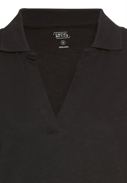 Kurzarmshirt mit Polokragen caviar