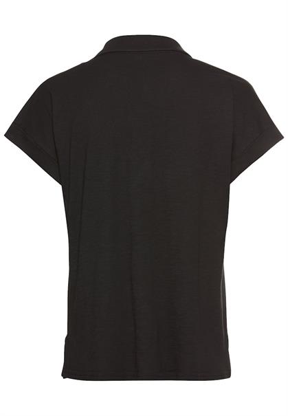 Kurzarmshirt mit Polokragen caviar