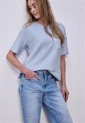 Kurzarmshirt mit Strukturmix cashmere blue