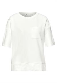 Kurzarmshirt mit Strukturmix off white