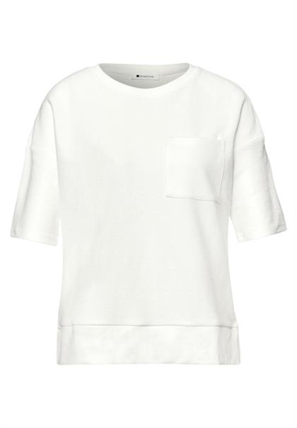 Kurzarmshirt mit Strukturmix off white