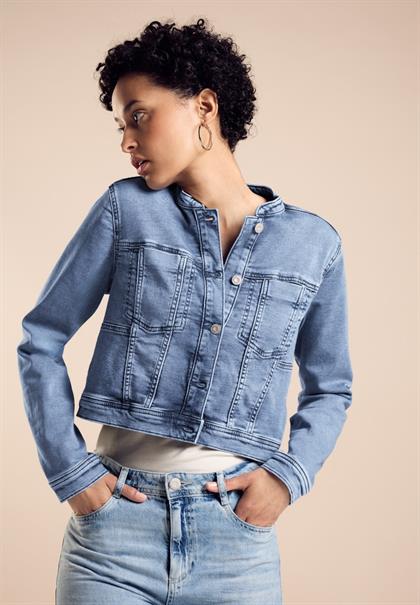 Kurze Jeansjacke light blue random wash