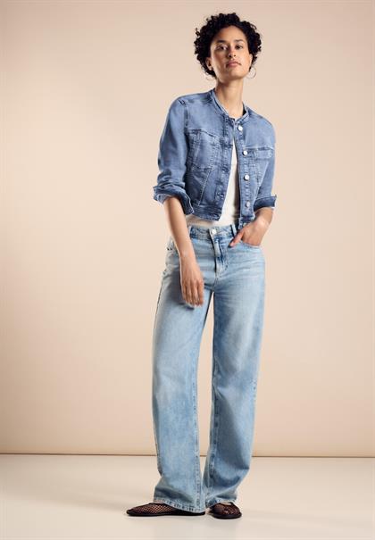 Kurze Jeansjacke light blue random wash