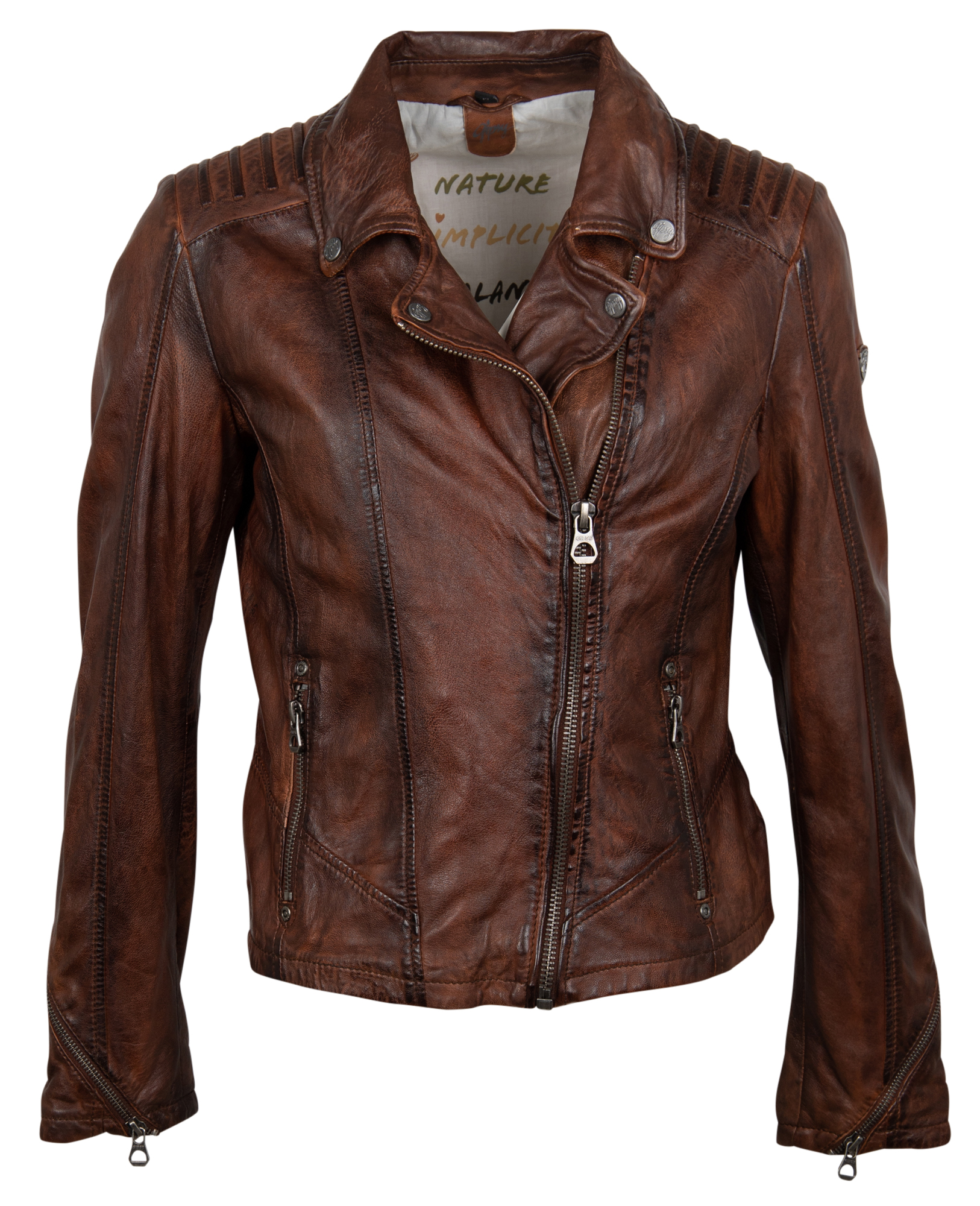 Gipsy Damen Jacke Gwflori Latimv Braun - bikerjacke