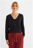 Kurze Leinenlook Strickjacke black