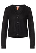 Kurze Leinenlook Strickjacke black