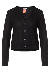 Kurze Leinenlook Strickjacke black