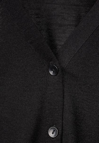Kurze Leinenlook Strickjacke black
