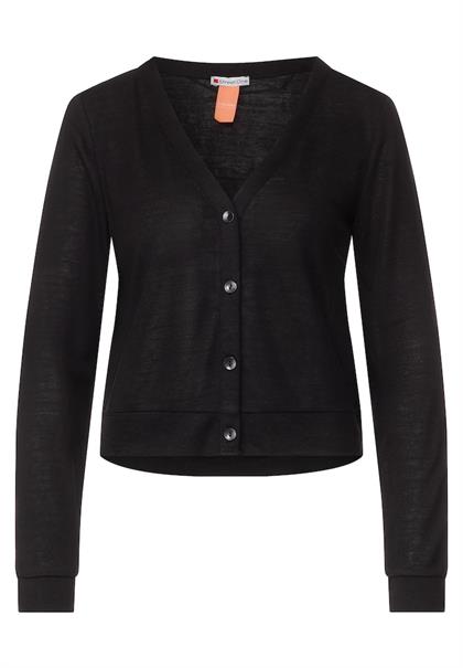 Kurze Leinenlook Strickjacke black