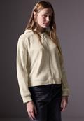 Kurze Sweatjacke almond white