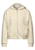 Kurze Sweatjacke almond white