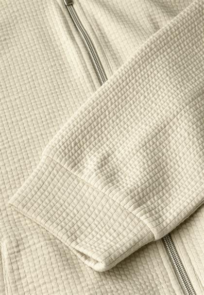 Kurze Sweatjacke almond white