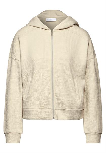 Kurze Sweatjacke almond white