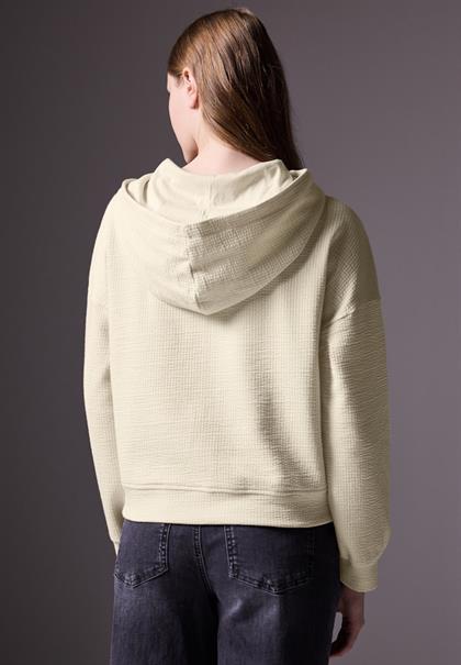 Kurze Sweatjacke almond white