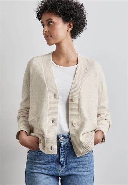 Kurzer Cardigan cream white melange