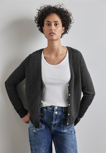 Kurzer Cardigan gravel grey mel.