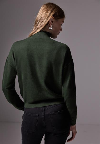 Kurzer Strickpullover oil green