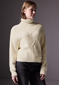 Kurzer Strukturpullover soft beige