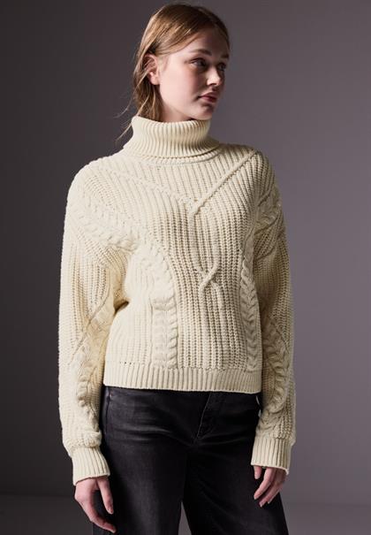 Kurzer Strukturpullover soft beige