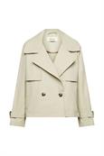 Kurzer zweireihiger Trenchcoat dusty green