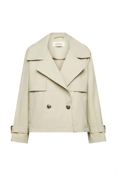 Kurzer zweireihiger Trenchcoat dusty green