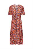 Kurzärmeliges Midikleid mit Blumenmuster navy