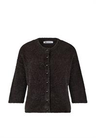Kuscheliger Halbarm Cardigan mit Rundhals black coffee