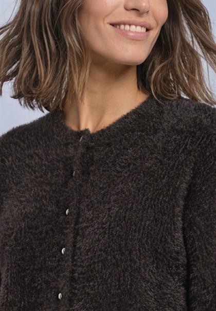 Kuscheliger Halbarm Cardigan mit Rundhals black coffee