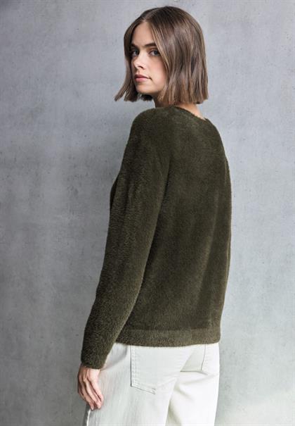 Kuscheliger Rundhalspullover hollow green