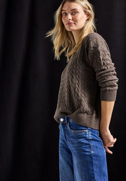 Kuscheliger Strukturpullover dark nomad brown mel.