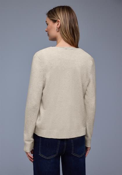 Kuscheliger V-Neck Cardigan cotton beige mel.