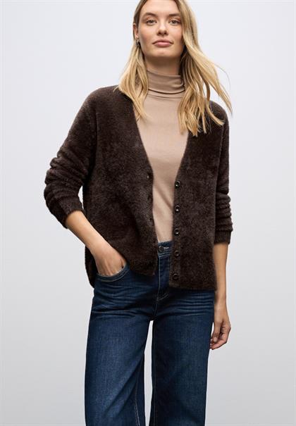 Kuscheliger V-Neck Cardigan deep roast brown