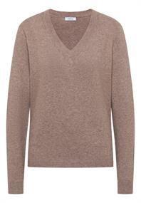 Kuscheliger V-Neck Pullover chocolate mousse melange