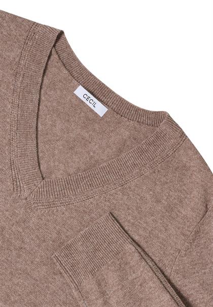 Kuscheliger V-Neck Pullover chocolate mousse melange