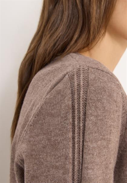 Kuscheliger V-Neck Pullover chocolate mousse melange