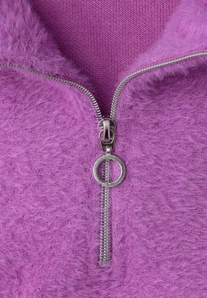 Kuscheliges Shirt mit Zipper floral pink